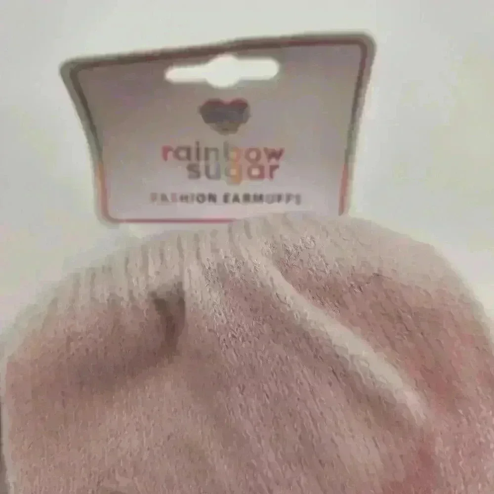 NWT Rainbow Sugar Fashion Star Faux‎ Fur Earmuffs & Stretch Pink Gloves One Size
